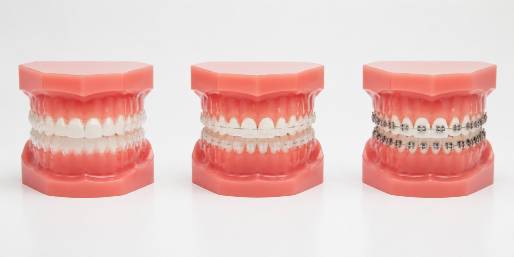 Invisalign vs Ceramic braces vs Metal braces